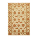 6' x 9' Hand Knotted Wool & Silk High Low Pile Area Rug Beige