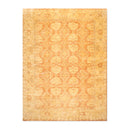 9' x 11'7" Hand Knotted Peshawar Gold Wash Antique Finish Oriental Area Rug Tan