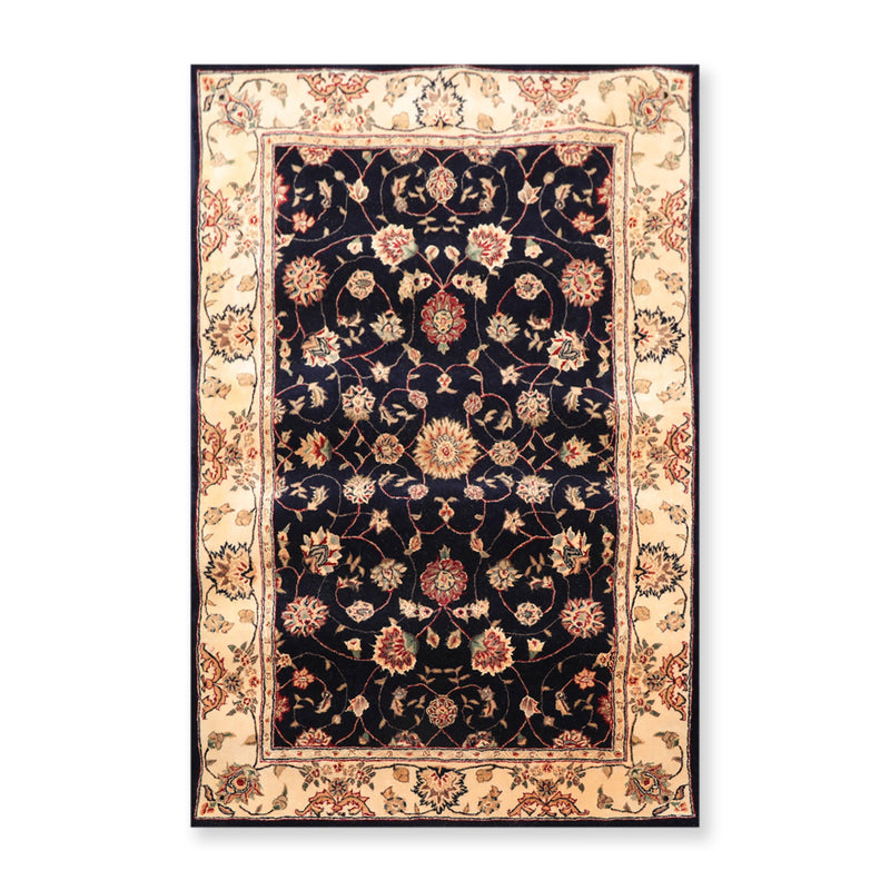 3'9"x5'9" Oriental Area Rug Hand Tufted New Zealand Wool & Silk Traditional 45-2015 Navy