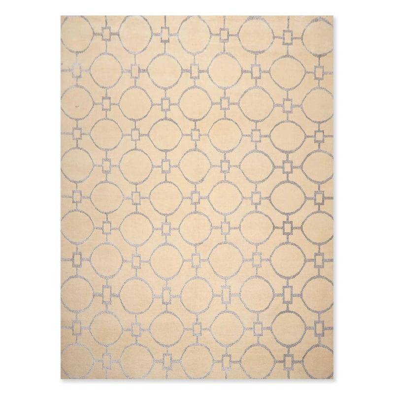 9' x 12' Hand Knotted Wool & Art Silk Modern Area rug Beige