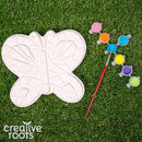 Creative Roots Mosaic Butterfly Stepping Stone Kit, Includes 7-Inch Ceramic Stepping Stone & 6 Vibrant Paints, Paint Your Own Stepping Stone, DIY Stepping Stone for Kids Ages 8+ White by TinyTreasures Baby Boutique