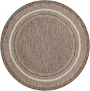 Unique Loom Outdoor Border Collection Area Rug - Soft Border (6' 1" Round Brown/Ivory) by GreenHaven Gardens