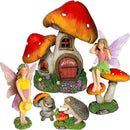 Mood Lab Fairy Garden - Mushroom House Set of 6 pcs - Miniature Figurines & Accessories Kit - for Outdoor or House Decor by GreenHaven Gardens