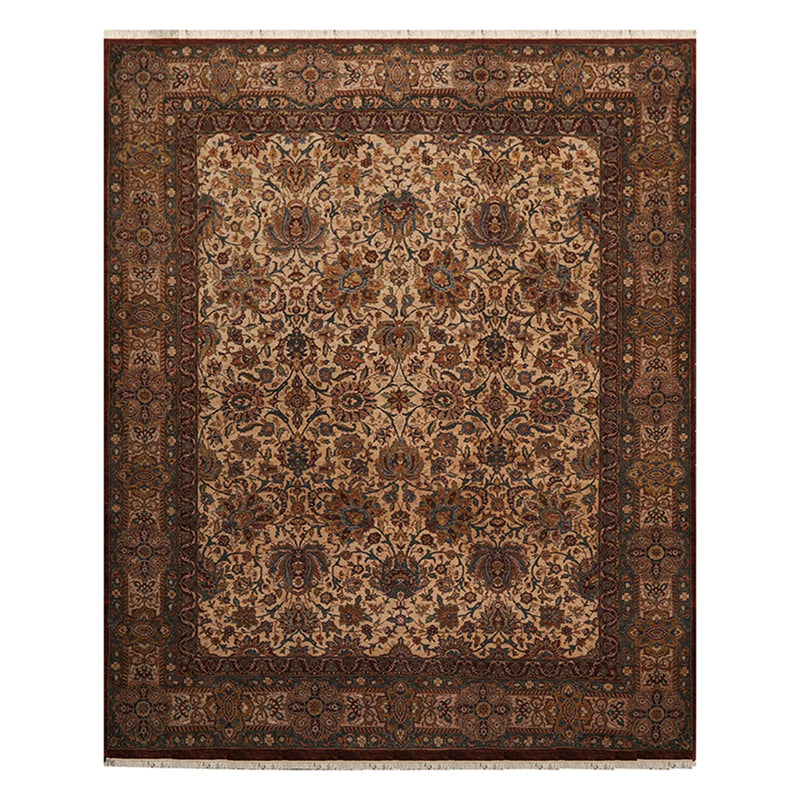 8'1" x 10'1" Hand Knotted 100% Wool 300 KPSI Oriental Area Rug Traditional Beige