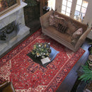 9'1" x 13'2" Masterpiece Hand Knotted Wool Authentic Herizz Oriental Area Rug Red with Orange Undertones