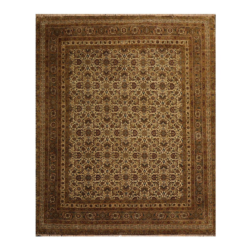 8' x 9'9" Hand Knotted 100% Wool Traditional 300 KPSI Oriental Area Rug Beige