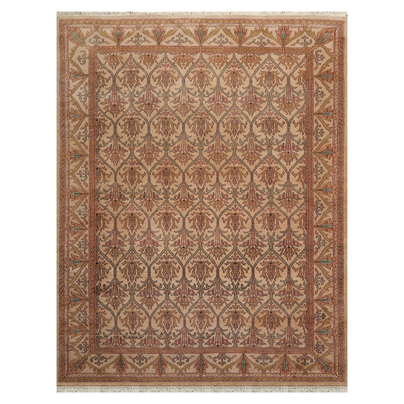 7'4" x 9'7" Hand Knotted 100% Wool 150 KPSI Agra Oriental Area Rug Beige