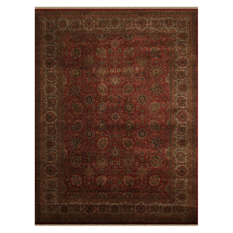 9' x 12'1" Hand Knotted 100% Wool 250 KPSI Saroukk Oriental Area Rug Rust
