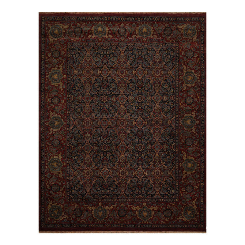 9'1" x 12'2" Hand Knotted Traditional 100% Wool 200 KPSI Oriental Area Rug Navy