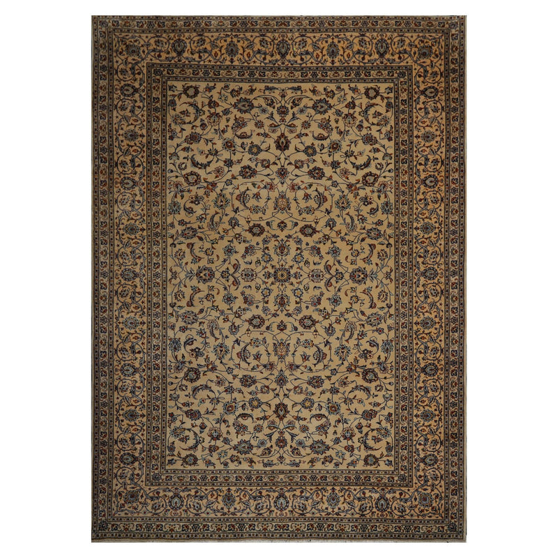 9'1" x 12'3" Hand Knotted 100% Wool Authentic Kashann Oriental Area Rug Beige