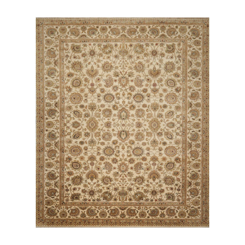 8'7" x 11'5" Hand Knotted 100% Wool Agra Vegetable Dyes Oriental Area Rug Beige