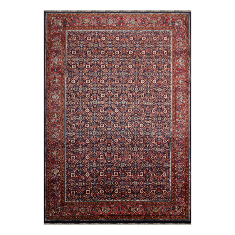 6'10" x 10'5" Hand Knotted 100% Wool Authentic Heraati Oriental Area Rug Navy