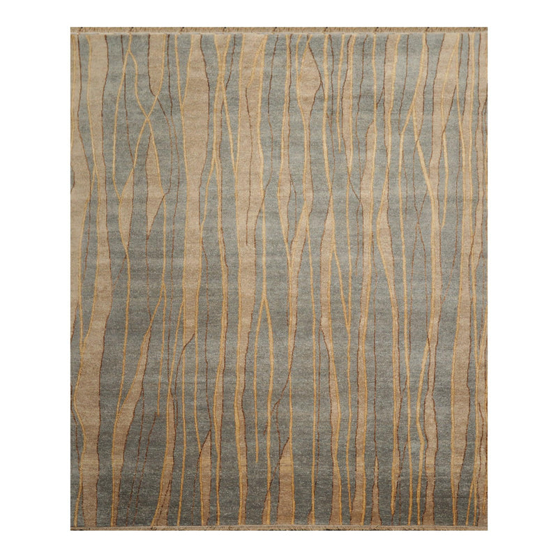 7'9"x9'9" Hand Knotted Wool Stone Wash Peshawar Vegetable Dye Area Rug Gray Blue