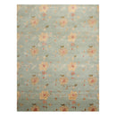 8'1" x11' Hand Knotted Wool & Silk Bold floral Pattern Tibetan Area Rug Sea Blue