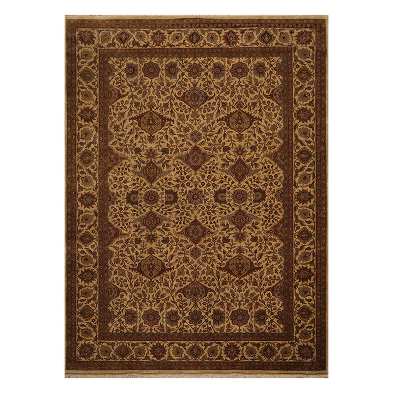 7'11" x 10'11" Hand Knotted 100% Wool 200 KPSI Jaipur Oriental Area Rug Tan