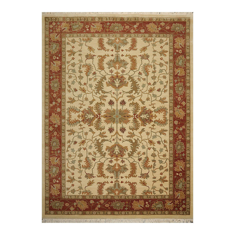 7'11" x 11' Traditional 100% Wool Oriental Area Rug Ivory