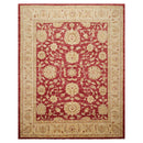 7'8" x 9'11" Hand Knotted Border Stone Wash Peshawar Vegetable Dye Area Rug Rusty Red