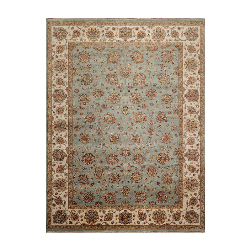 8'6" x 11'6" Hand Knotted 100% Wool Agra 200 KPSI Oriental Area Rug Aqua