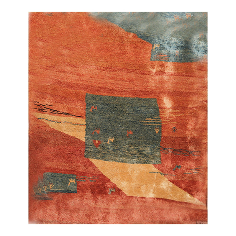 5'10"x7' Hand Knotted Wool Gabbehh Vegetable dyes Oriental Area Rug Burnt Orange