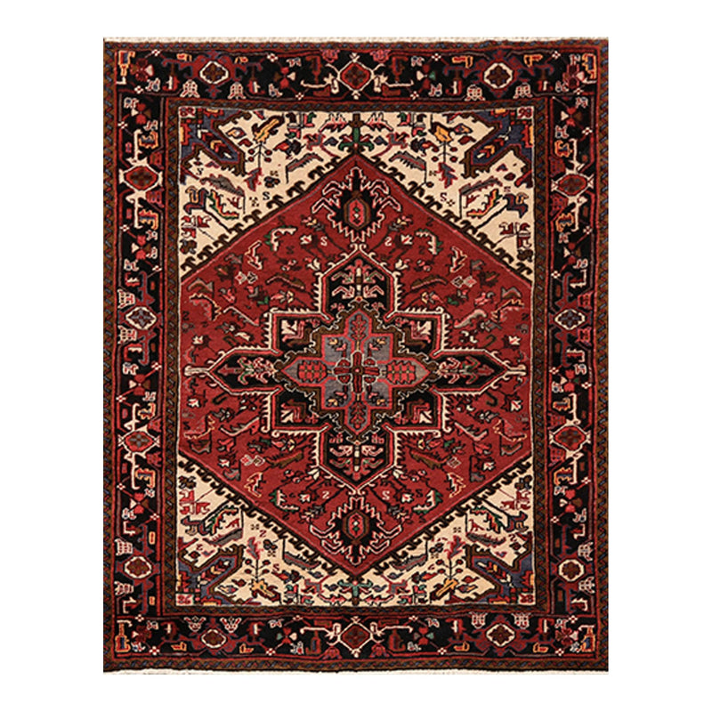 5'3" x 6'7" Hand Knotted 100% Wool Herizz Traditional Oriental Area Rug Red