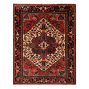 5'1" x 6'6" Hand Knotted Wool Herizz Vegetable Dyes Oriental Area Rug Ivory Red