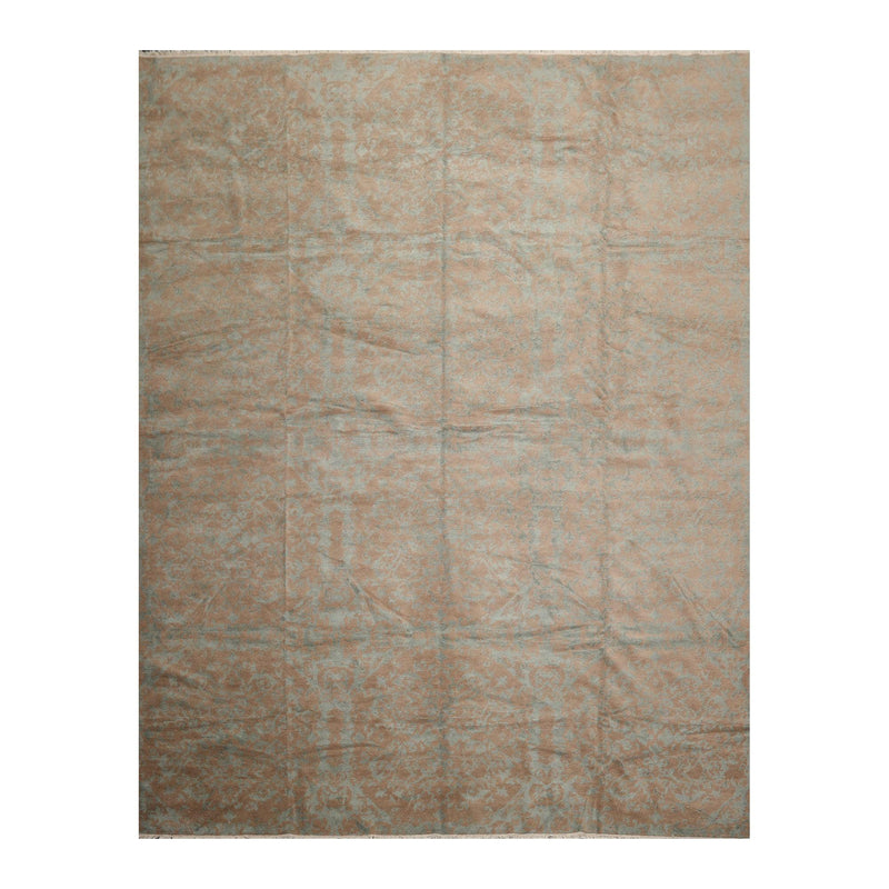 9'3" x 12' Hand Knotted Wool & Silk Transitional Turkish Oriental Area Rug Teal