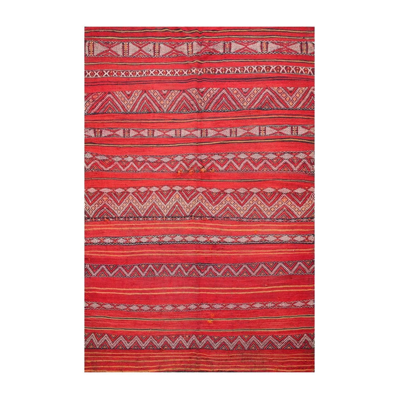 5x7 Rusty Red Caucasian Hand-Woven Wool Semi Antique Kilim Oriental Area Rug
