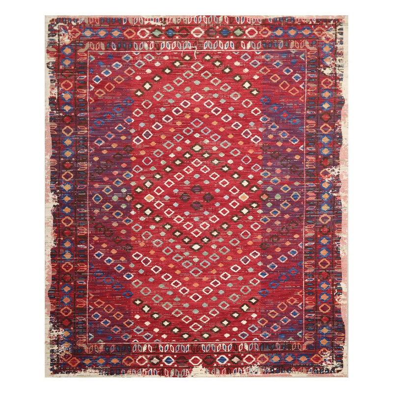 8'1" x 11'6" Machine Made 100% Wool Area Rug Red Made in USA