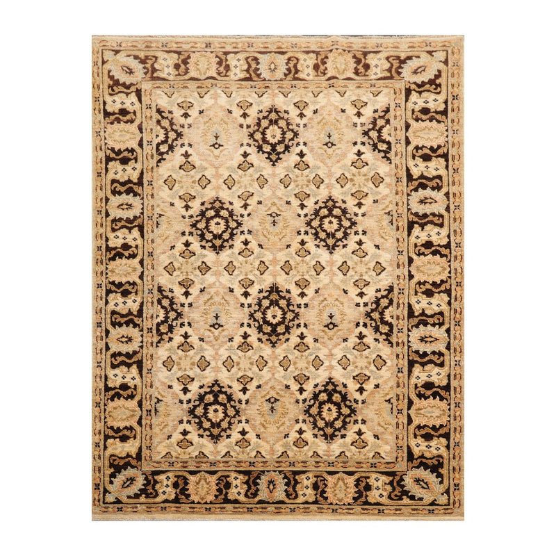 4'1 x 5'8" Hand Knotted 100% Wool Peshawar 200 KPSI Oriental Area Rug Beige
