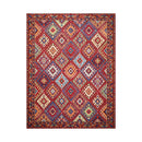 8 x 11 Geometric Panel Style Wool Area Rug Red Made in USA