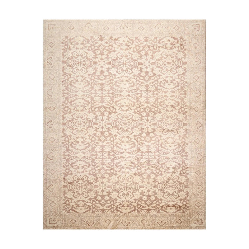 9’x12’ Hand Knotted Designer Tibetan Wool Antique Reproduction Area Rug Beige