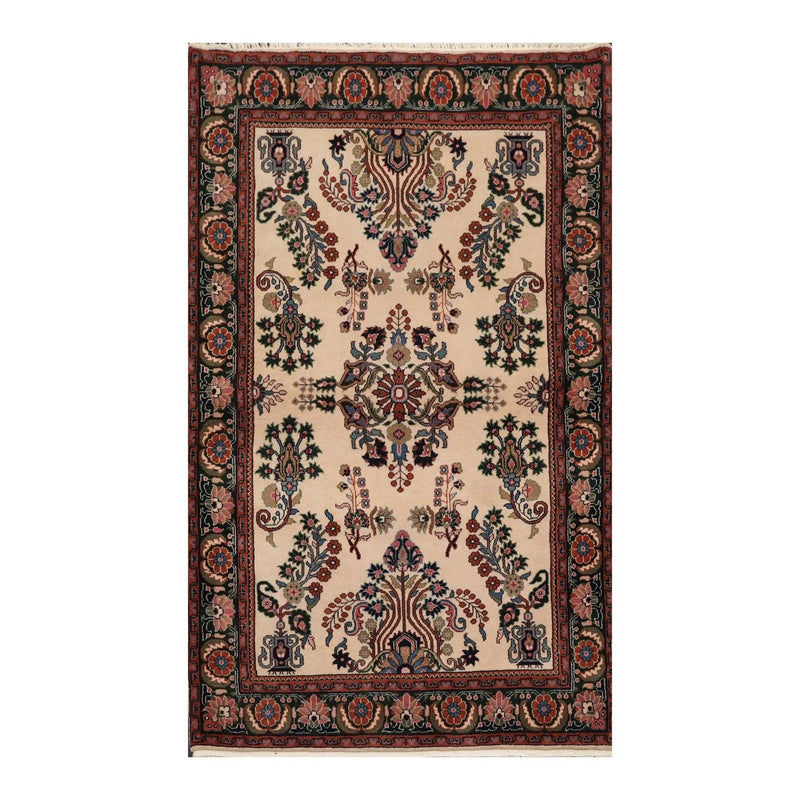 4' x 6' Hand Knotted 100% Wool Saroukk Traditional Oriental Area Rug Beige