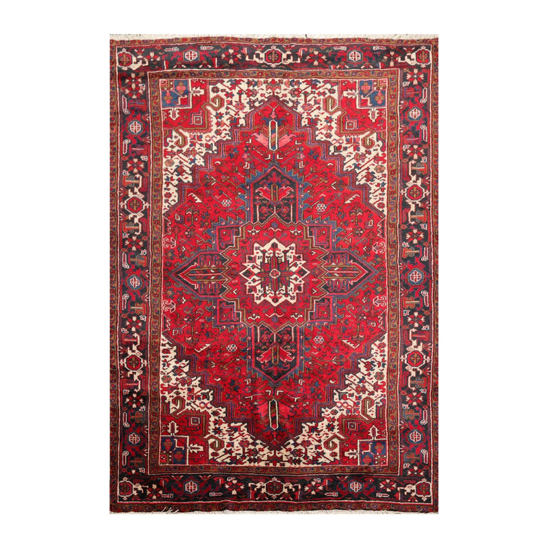 6'11" x 9'11" Hand Knotted 100% Wool Herizz Traditional Oriental Area Rug Red