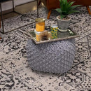 BIRDROCK HOME Square Pouf Ottoman | Cotton Braided Foot Stool with Bean Bag Filling | Boho Foot Rest for Living Room, Bedroom | Compact & Comfortable Seating, Lightweight & Sturdy | Grey by CozyNest Decor