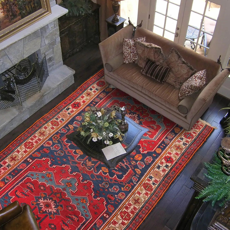 5'10'' x 12'2'' Antique Runner Hand Knotted Wool Kazak Oriental Area Rug Navy