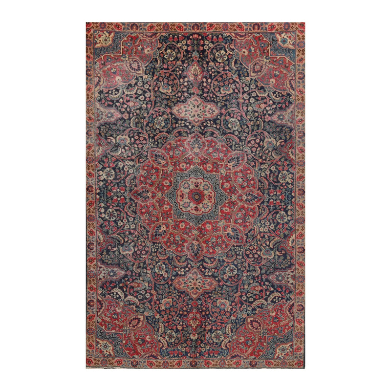 6x9 Rust, Navy Hand Knotted 100% Wool Tabriz Traditional Oriental Area Rug