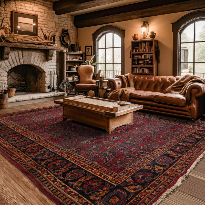 9'1" x 12'3" Hand Knotted 100% Wool Antique Lilihaan Traditional Area Rug Rose