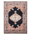 5'10'' x 8'10'' Hand Knotted 100% Wool Hamedaan Romanian Area Rug Midnight Blue