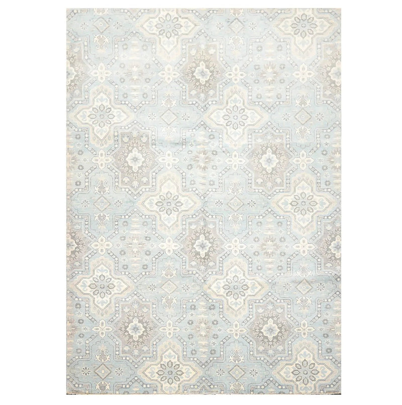 6' x 9' Hand Knotted 100% Wool Geometric Transitional Oriental Area Rug Blue