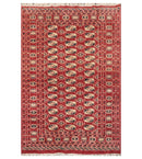 4'2"x6'4" Hand Knotted Wool Bokhaara Traditional 250 KPSI Oriental Area Rug Rust