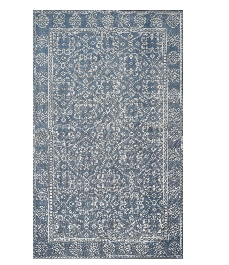 5' x 8' Hand Knotted 100% Wool Oriental Traditional Oriental Area Rug Blue