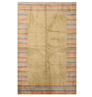 5'2'' x 8'2'' Hand Knotted Tibetan 100% Wool Stripes Oriental Area Rug Green