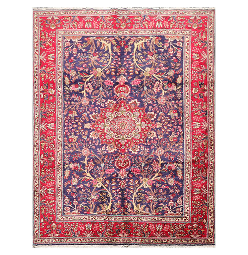 6'6'' x 9'10" Hand Knotted Wool Tabrizz Oriental Area Rug Royal Blue