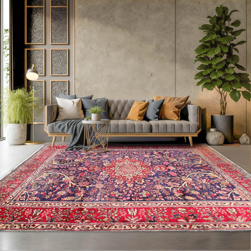 6'6'' x 9'10" Hand Knotted Wool Tabrizz Oriental Area Rug Royal Blue