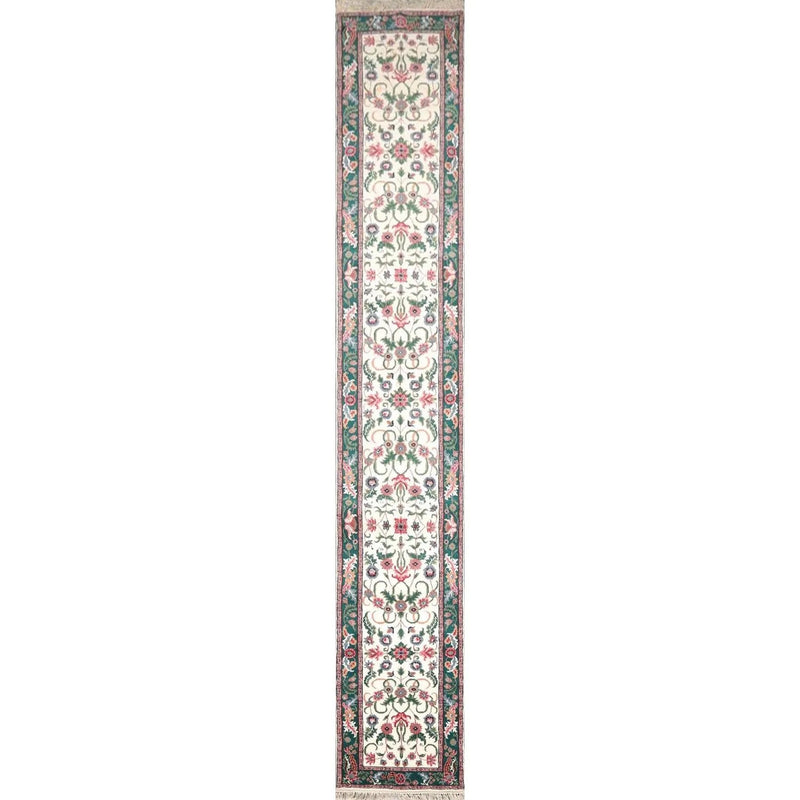 2'7'' x 16' Runner Hand Knotted 100% Wool Arts & Crafts Oriental Area Rug Cream