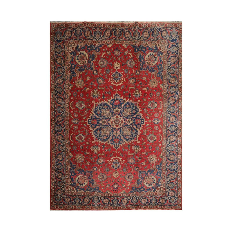 9'5'' x 13' Hand Knotted 100% Wool Tabrizz Traditional Oriental Area Rug Coral