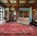 9'7'' x 13'5'' Antique Hand Knotted 100% Wool Herizz Oriental Area Rug Red