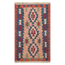 3'9" x 5'6" Hand Woven 100% Wool Southwestern Turkish Kilim Area Rug Rose