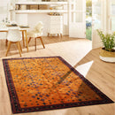 4'x6' Gold Hand Knotted Geometric Traditional 250 KPSI  Persian Wool Oriental Area Rug