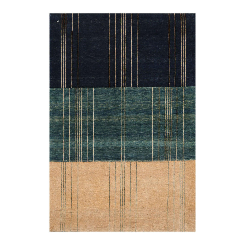 4'2" x 5'7" Hand Knotted 100% Wool Modern Peshawar Designer Oriental Area Rug Beige